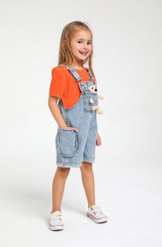 Kız Bebek Ayıcıklı Kısa Salopet