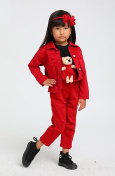 Kız Bebek Renkli Arkası Ayıcıklı Ceket