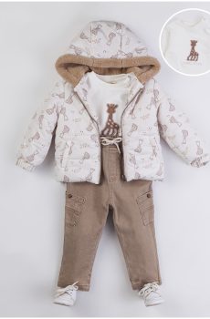 Erkek Bebek Girafe Montlu 3 Lü Takım